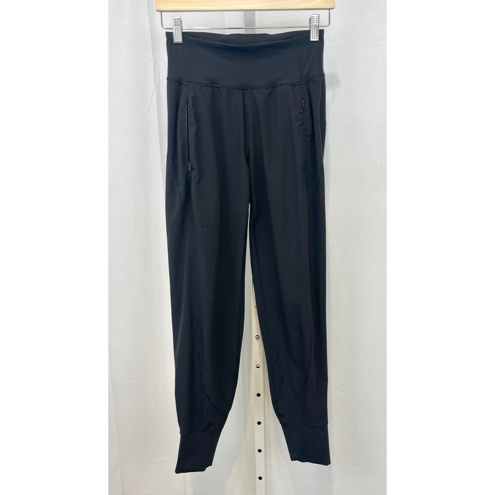 ATHLETA Distance Jogger Pants 510223 Pull On Zip Pockets Dobby Black 2XS XXS